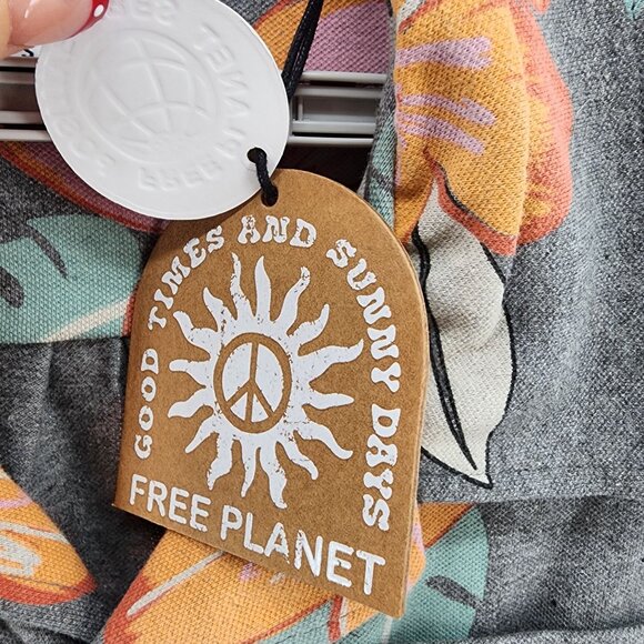 Free Planet Mens S Floral Button Up Shirt Short Sleeve Good Times Sunny Days - Picture 6 of 8